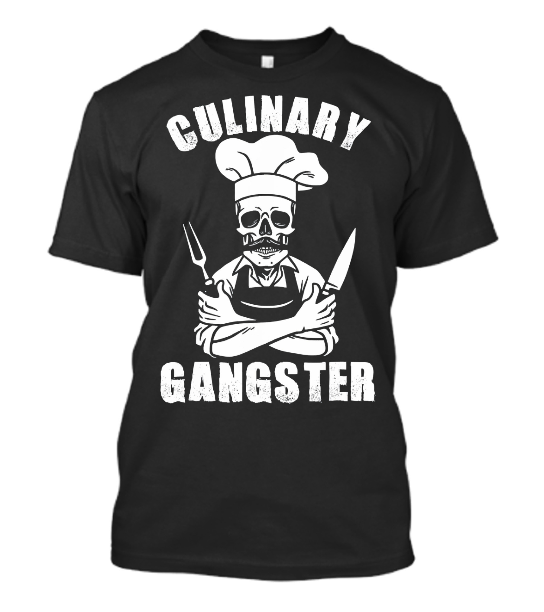 Culinary Gangster Skull Chef With Crossed Knives And Fork T-Shirt