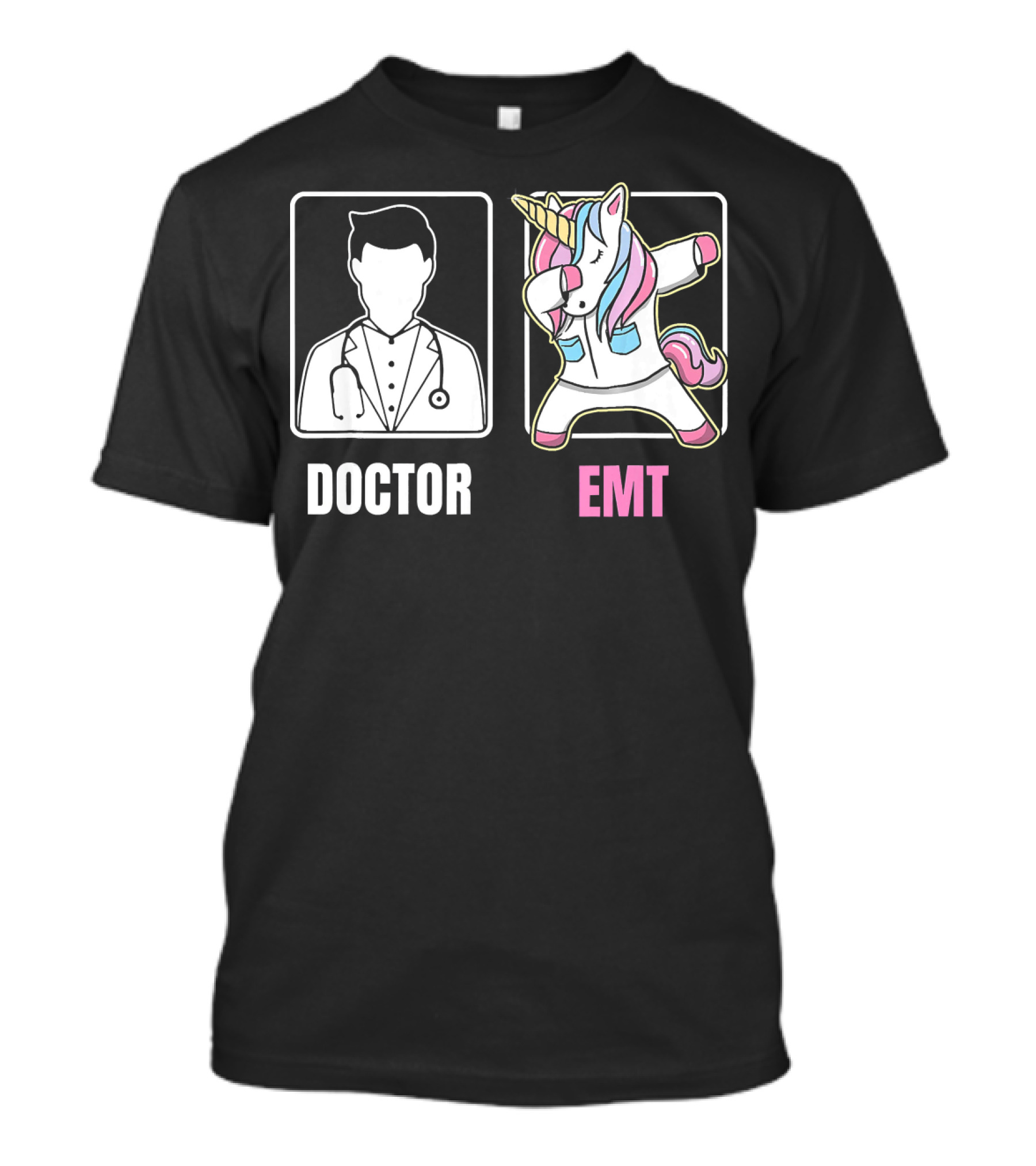 Doctor Vs EMT Dabbing Unicorn Funny EMT Boring Doc T-Shirt