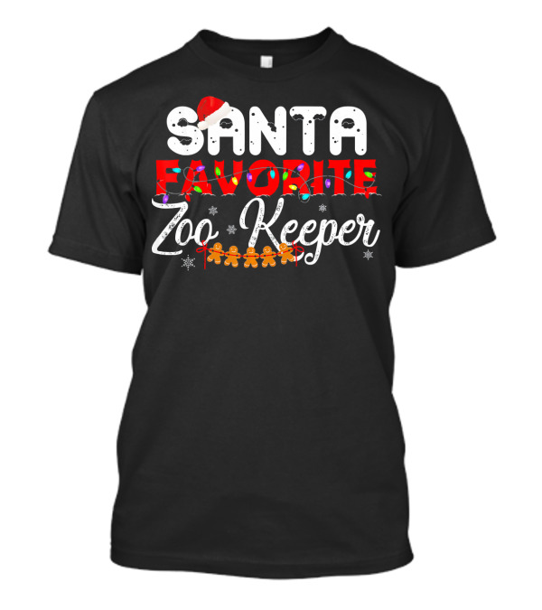 Santa Favorite Zoo Keeper Christmas Lights Gingerbread T-Shirt