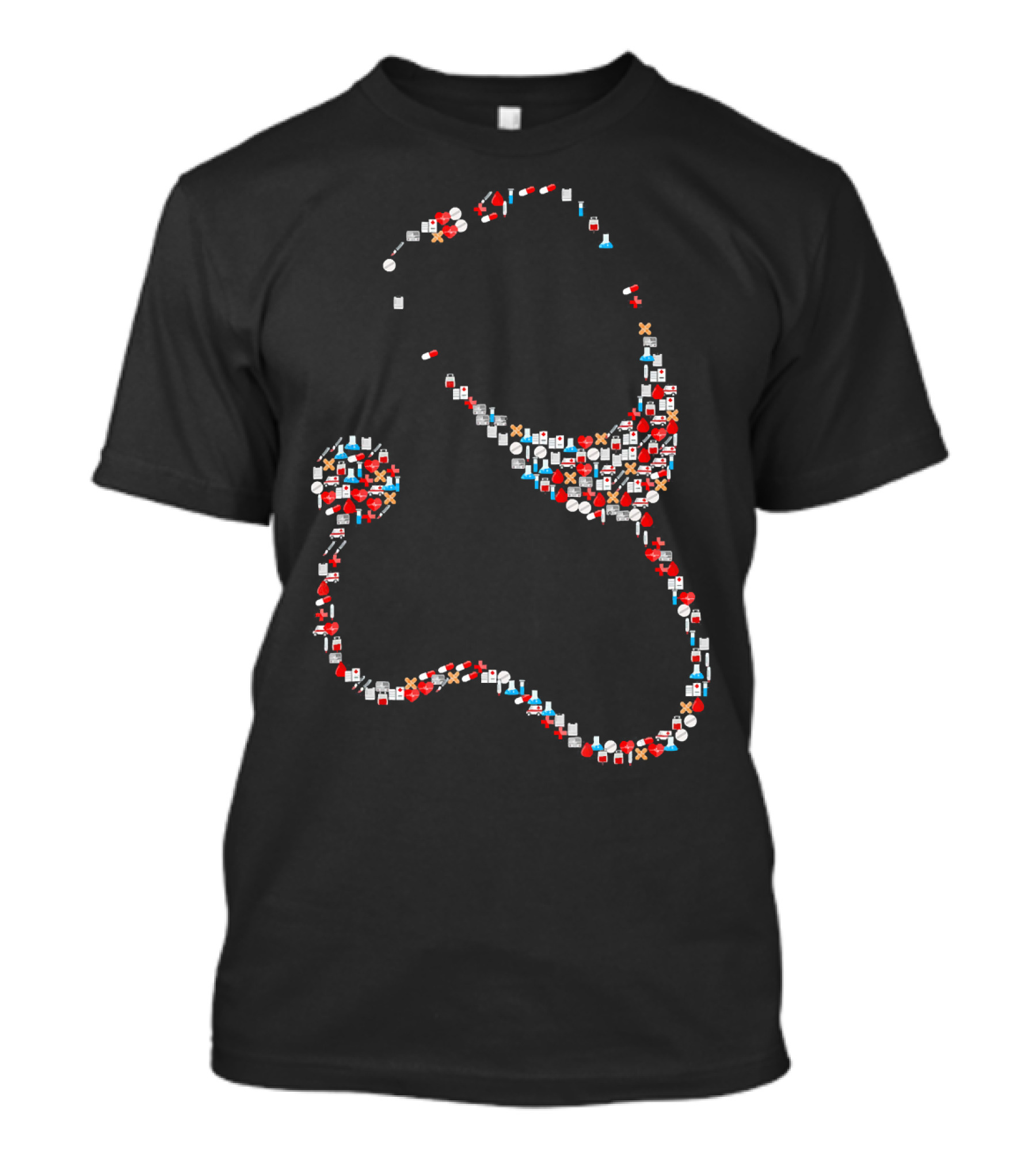 Doctor Or Nurse With Medical Icons Stethoscope T-Shirt