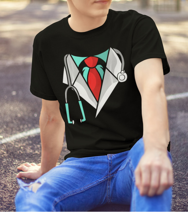 Doctor Costume Stethoscope Red Tie T-Shirt