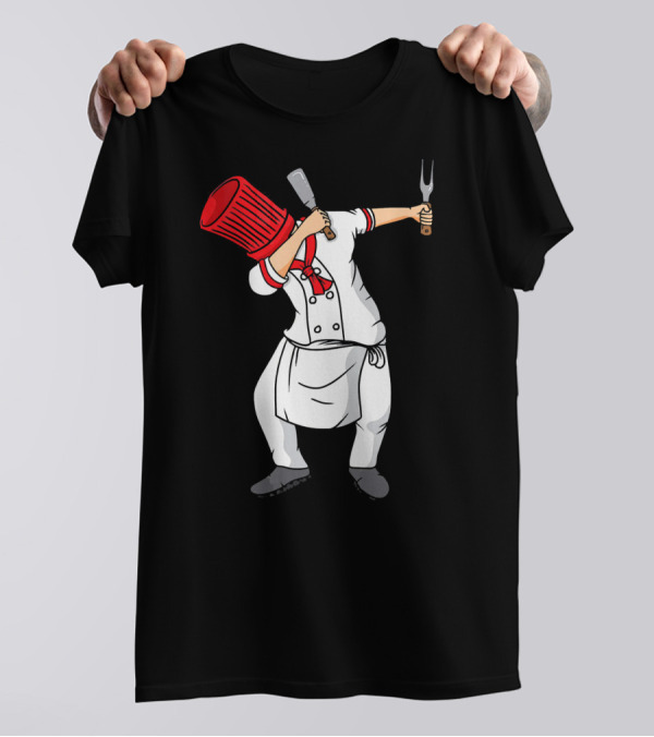 Dabbing Chef Hibachi Cook In Red Hat And Uniform T-Shirt