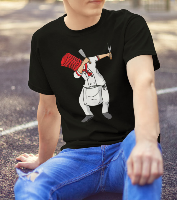 Dabbing Chef Hibachi Cook In Red Hat And Uniform T-Shirt