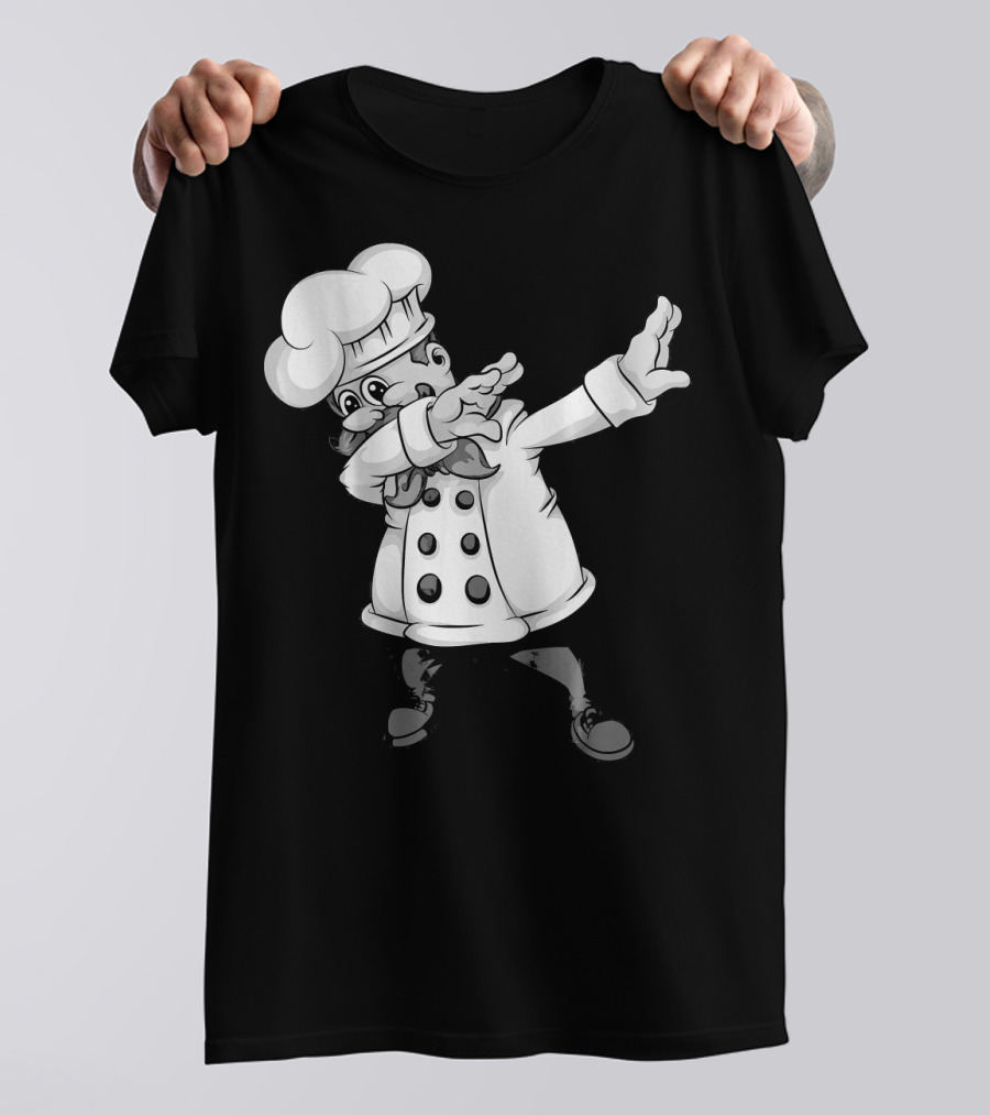 Cute Dabbing Chef Funny Dab Dance Pastr Chef Hat Cartoon T-Shirt