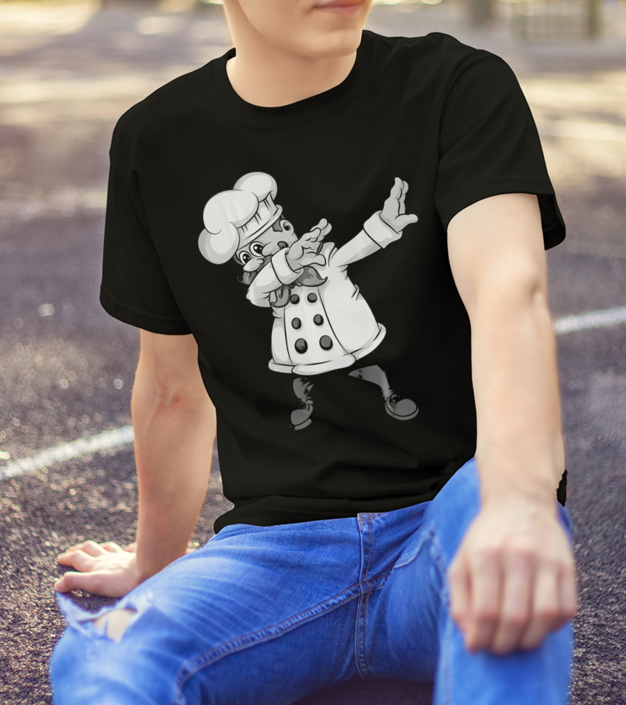 Cute Dabbing Chef Funny Dab Dance Pastr Chef Hat Cartoon T-Shirt