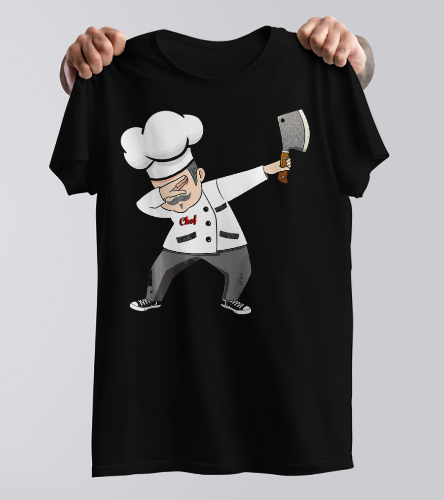 Funny Dabbing Chef With Cleaver Culinary Dab Chef T-Shirt