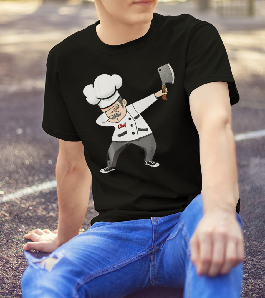 Funny Dabbing Chef With Cleaver Culinary Dab Chef T-Shirt