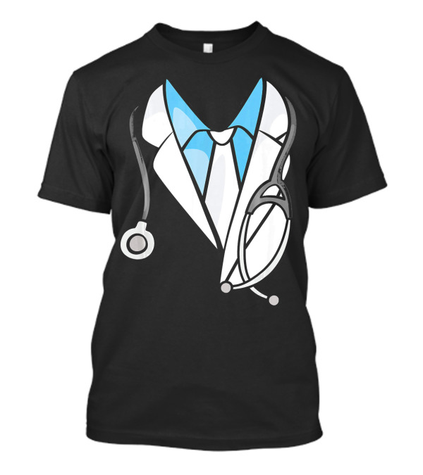 Doctor Stethoscope Halloween Costume With Medical Lab Coat T-Shirt