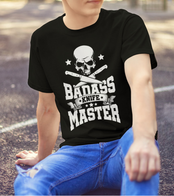 Badass Knife Master Skull Chef Gourmet Cooking T-Shirt