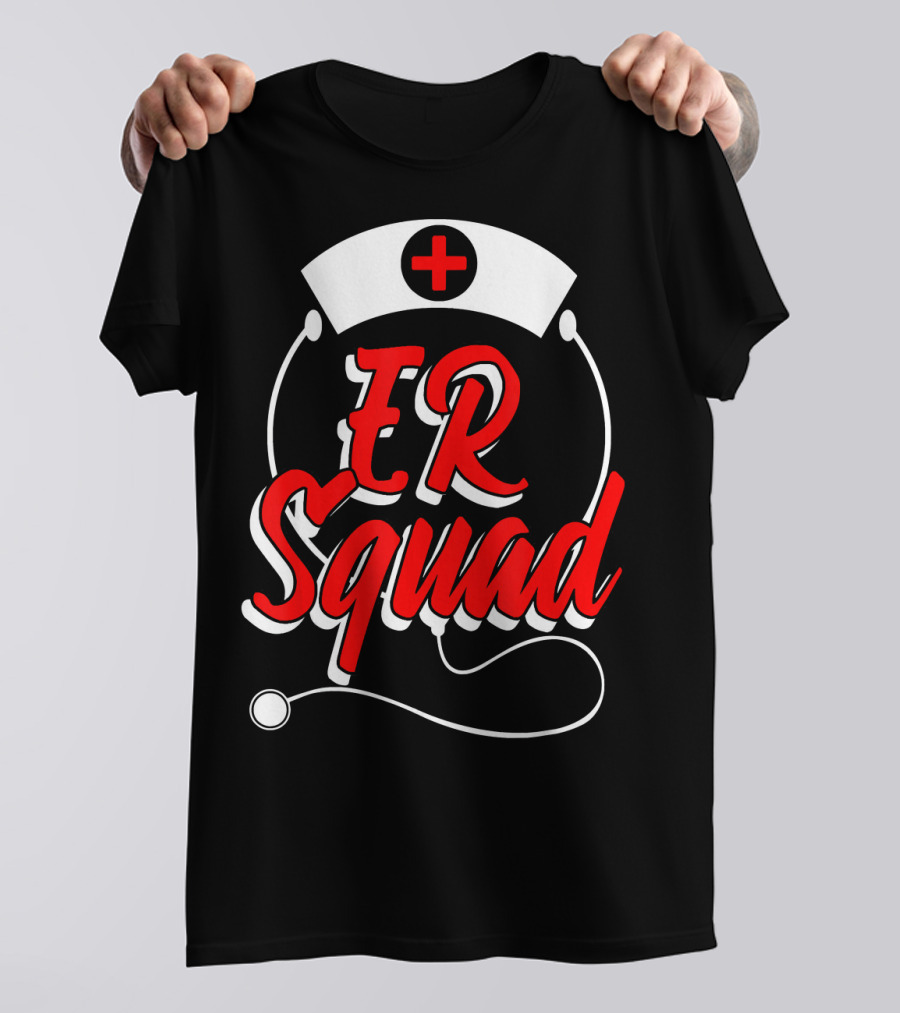 ER Squad Emergency Room Doctor Nurse RN Stethoscope Nurse Hat T-Shirt