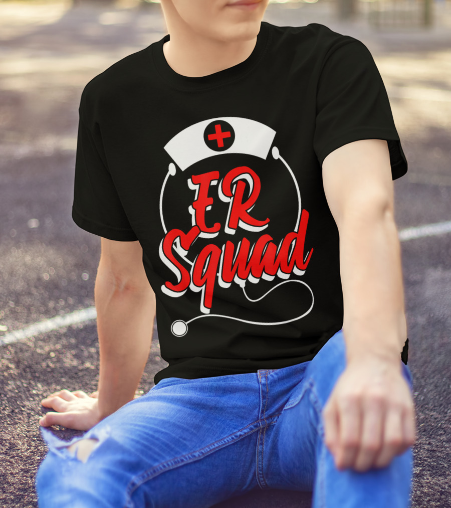 ER Squad Emergency Room Doctor Nurse RN Stethoscope Nurse Hat T-Shirt