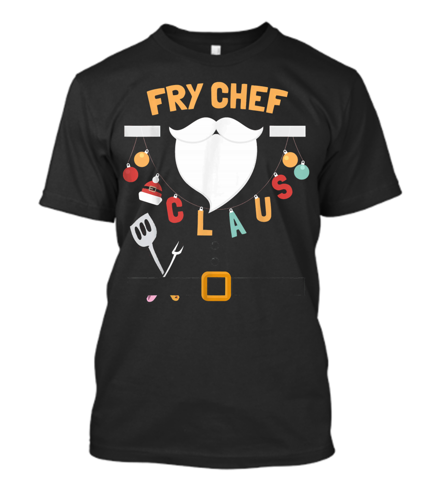 Fry Chef Claus Cooking Christmas Santa T-Shirt