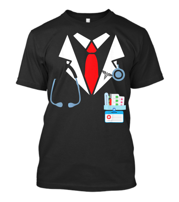 Funny Doctor Costume Lab Coat Stethoscope Medical Uniform T-Shirt