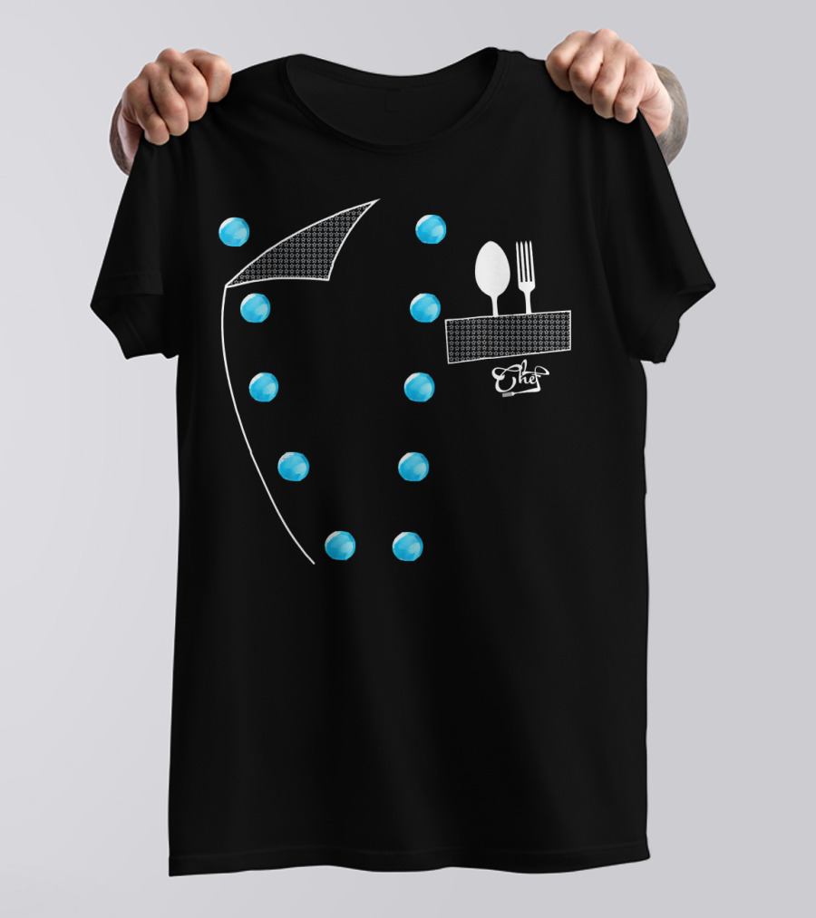 Chef Cooking Uniform Jacket Faux With Cutlery T-Shirt