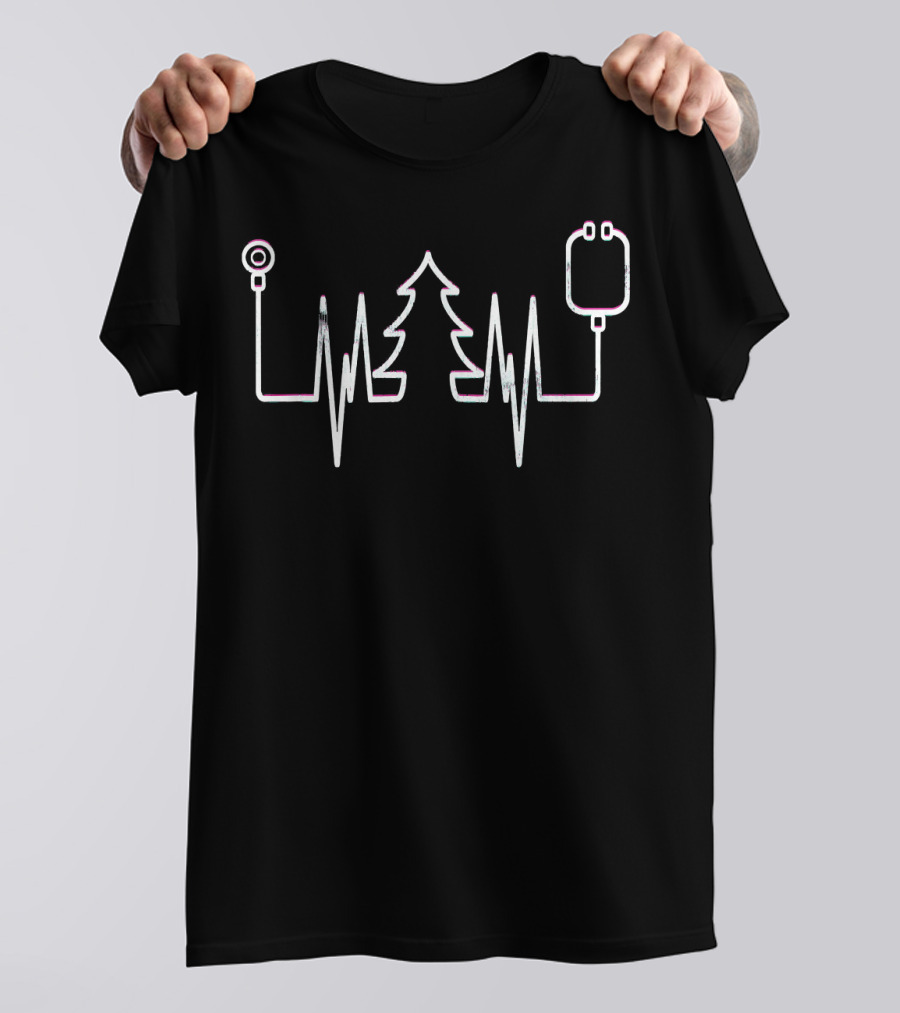 Christmas Tree Heartbeat Doctor Stethoscope T-Shirt
