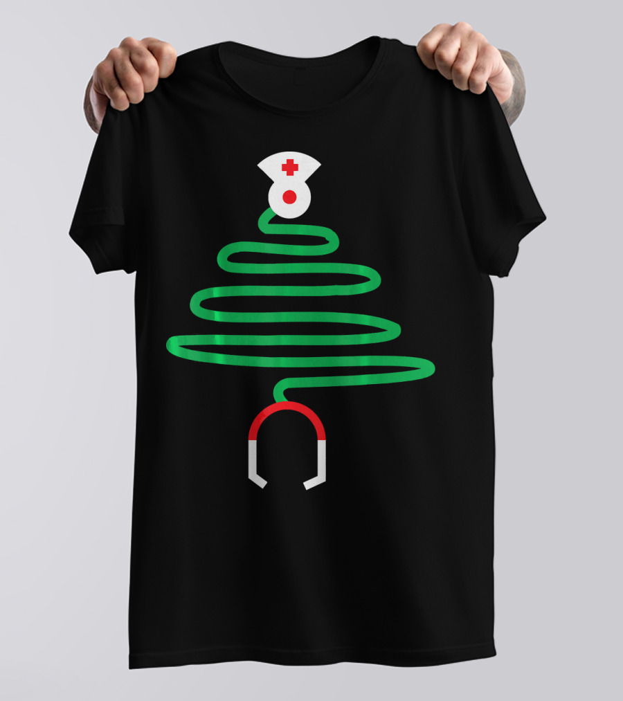 Christmas Nurse Doctor Hospital Stethoscope Tree X Mas T-Shirt