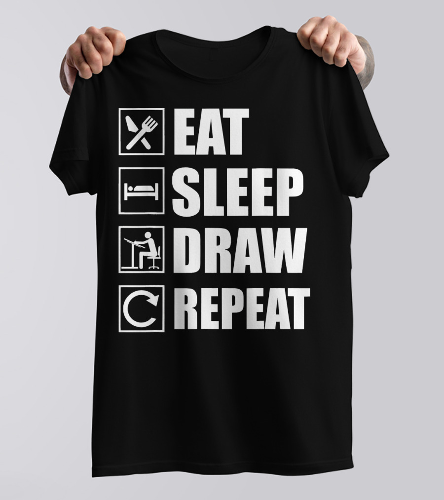 EAT SLEEP DRAW REPEAT ARCHITECTURE ICONS T-Shirt