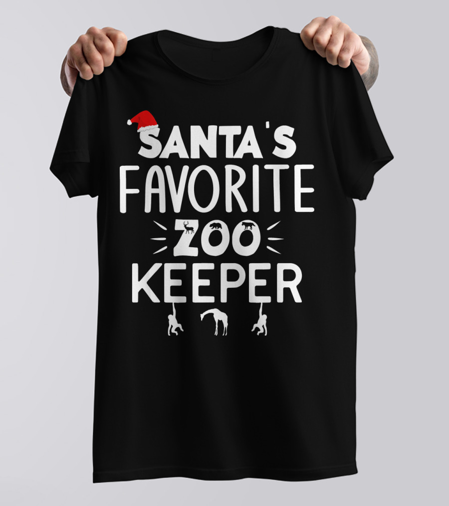 Santa's Favorite Zoo Keeper Christmas Cute Zoologist Santas Fav T-Shirt