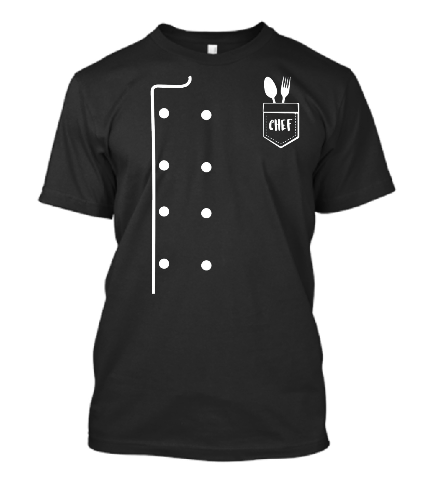 Chef Uniform Jacket Faux Funny Co Spoon Fork Pocket T-Shirt