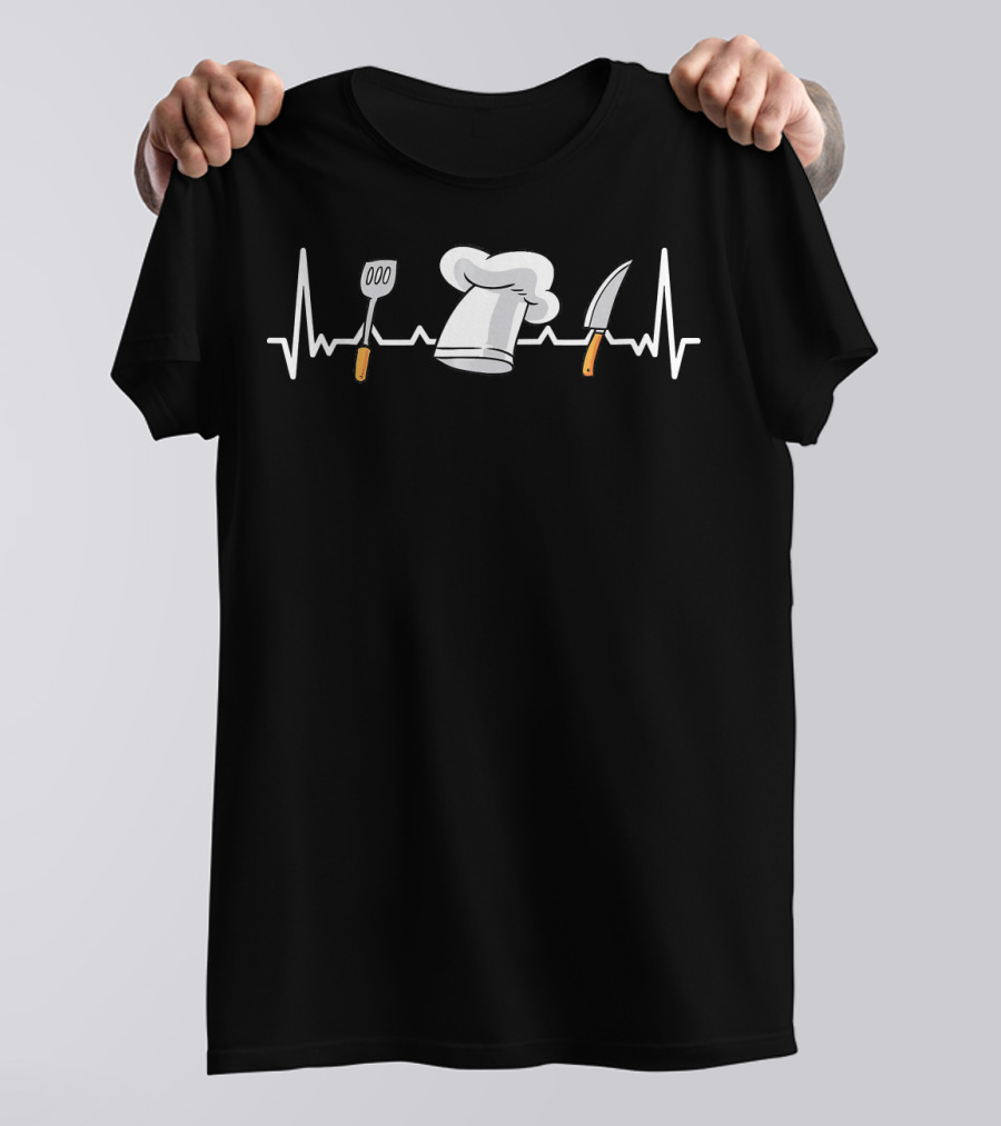 Funny Chef Heartbeat Cooking Tools With Hat T-Shirt