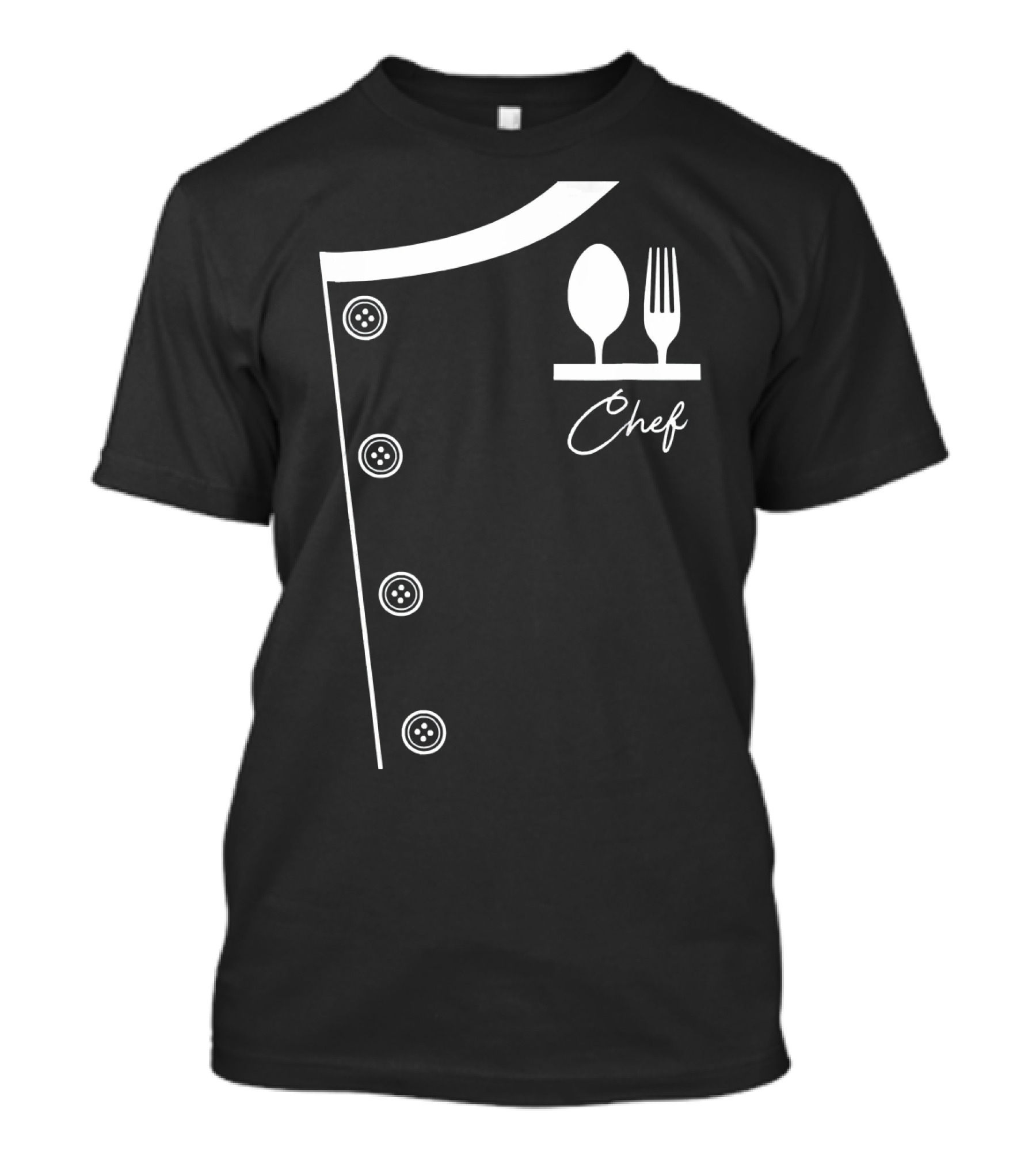 Chef Uniform Jacket With Button Accents And Food Utensil T-Shirt