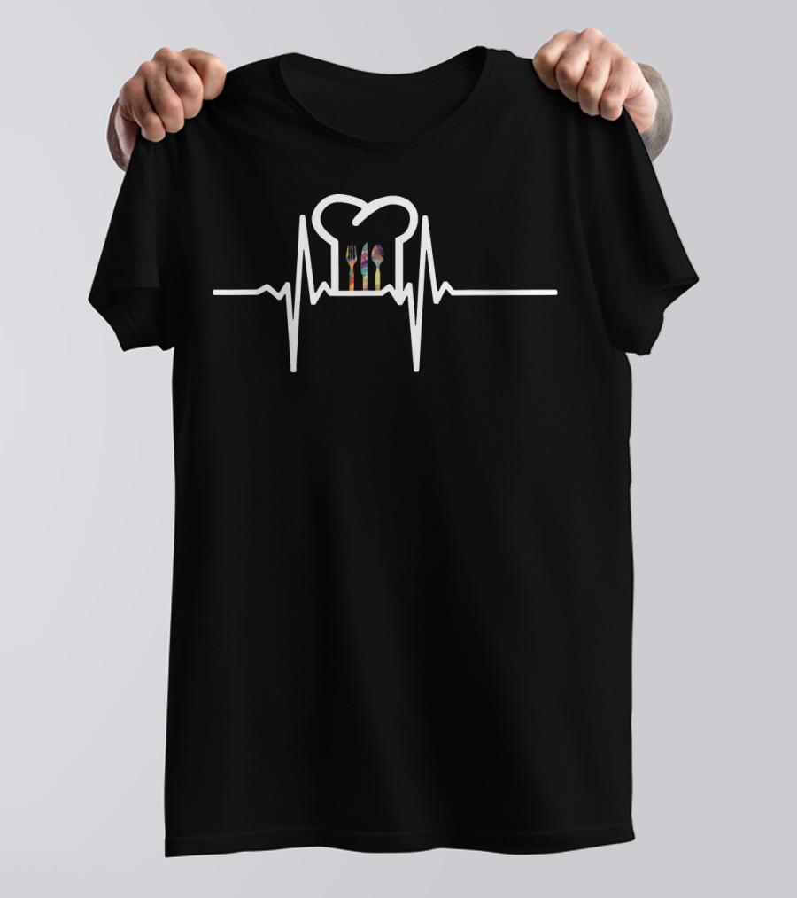 Chefs Heartbeat Forks Spoon Cook Chef Hat T-Shirt
