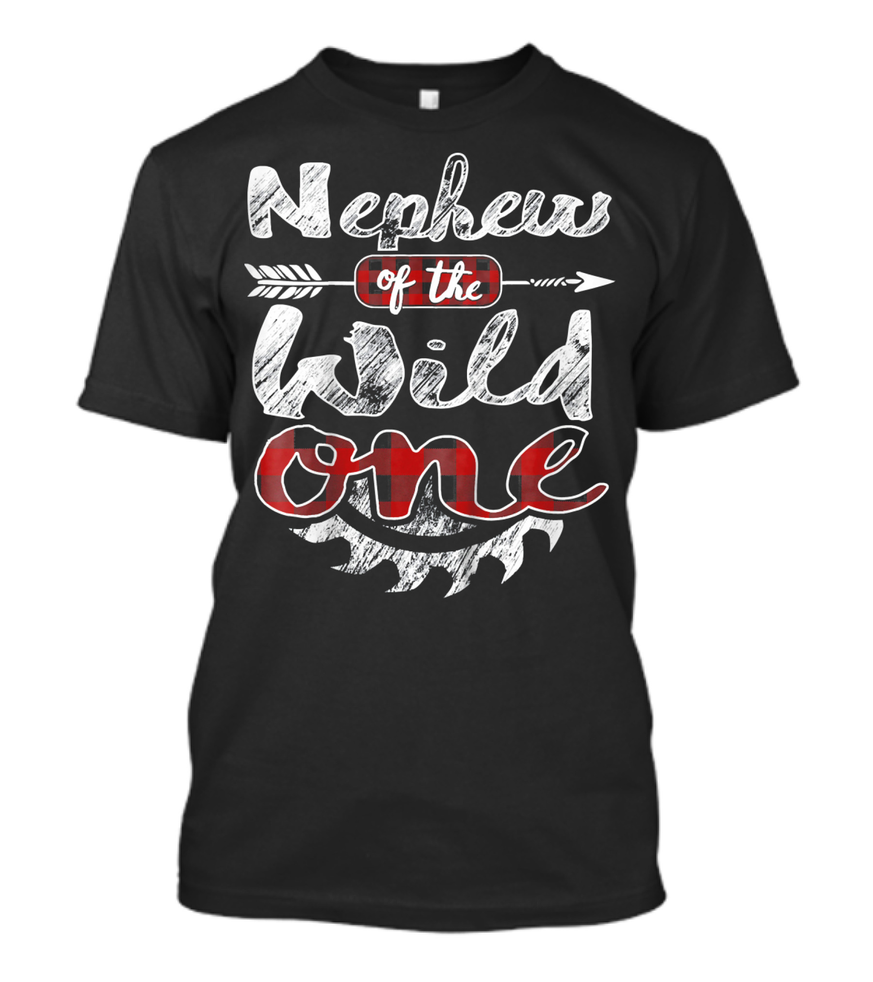 Nephew Of The Wild One Buffalo Plaid Arrow Saw Blade Lumberjack T-Shirt