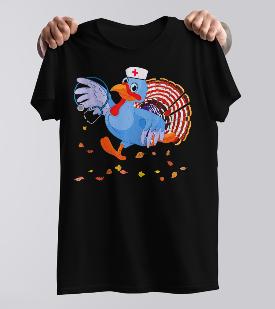 Funny Thanksgiving Turkey Nurse Doctor Stethoscope T-Shirt