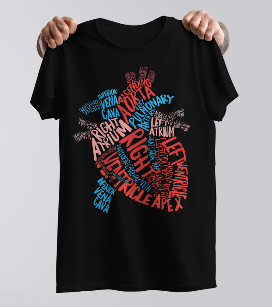 Heart Anatomy Cardiac Nurse Doctor Anatomy Right Atrium Artery Ventricles T-Shirt