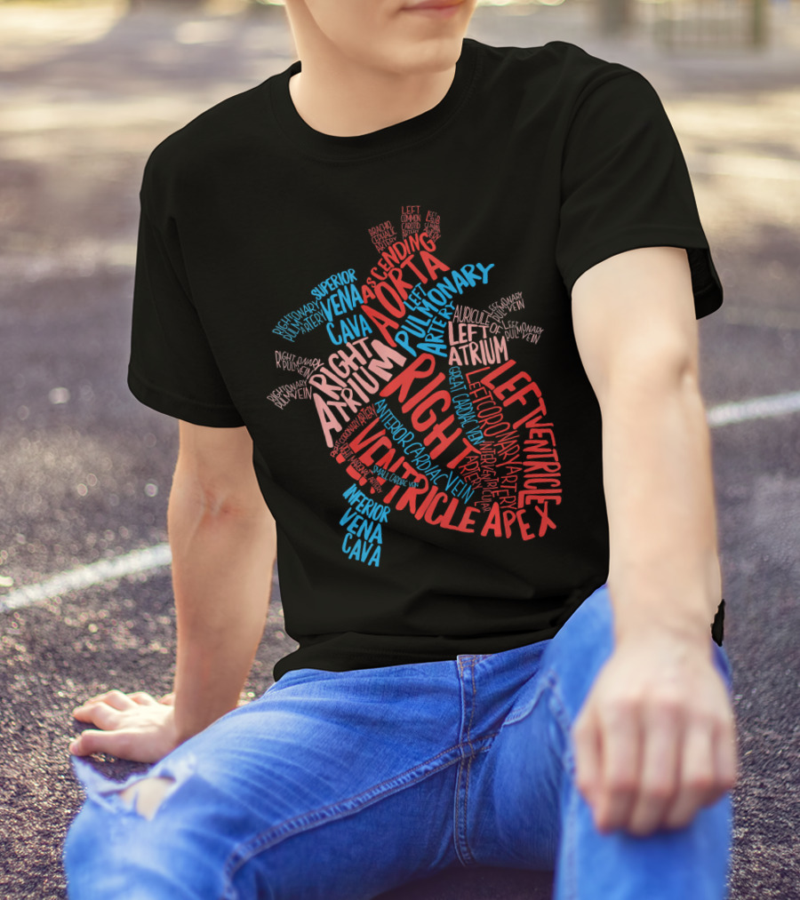 Heart Anatomy Cardiac Nurse Doctor Anatomy Right Atrium Artery Ventricles T-Shirt