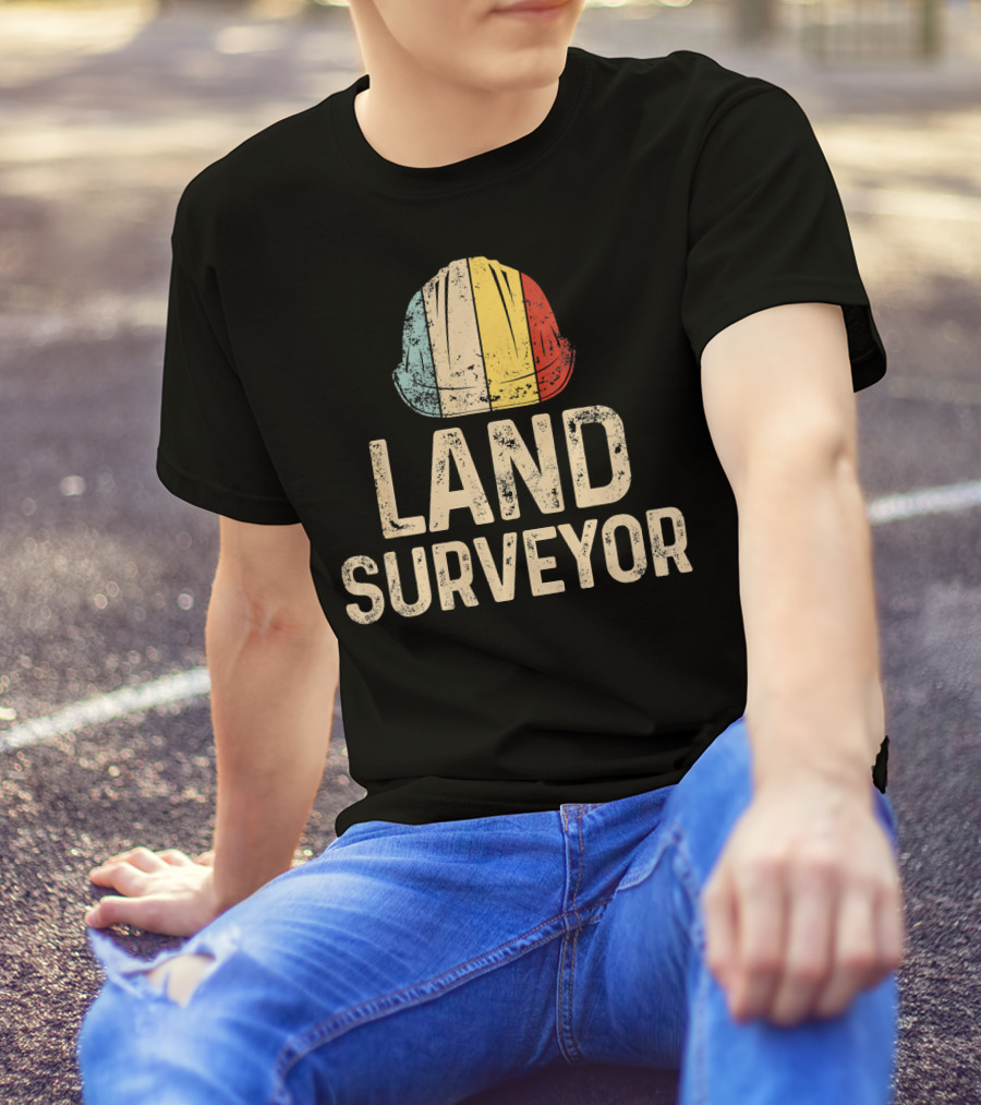 Land Surveyor Retro Hard Hat T-Shirt