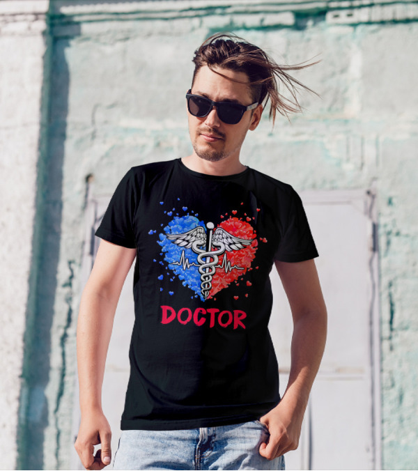 Doctor Heartbeat Caduceus Lover Funny Job T-Shirt