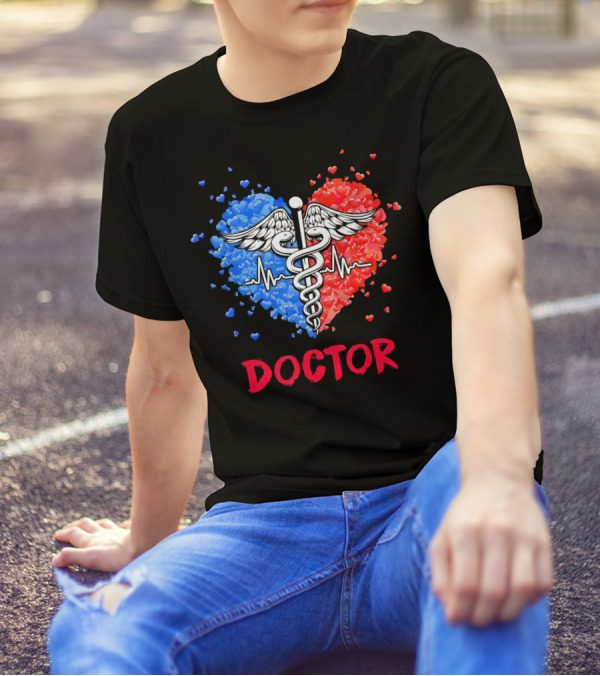 Doctor Heartbeat Caduceus Lover Funny Job T-Shirt