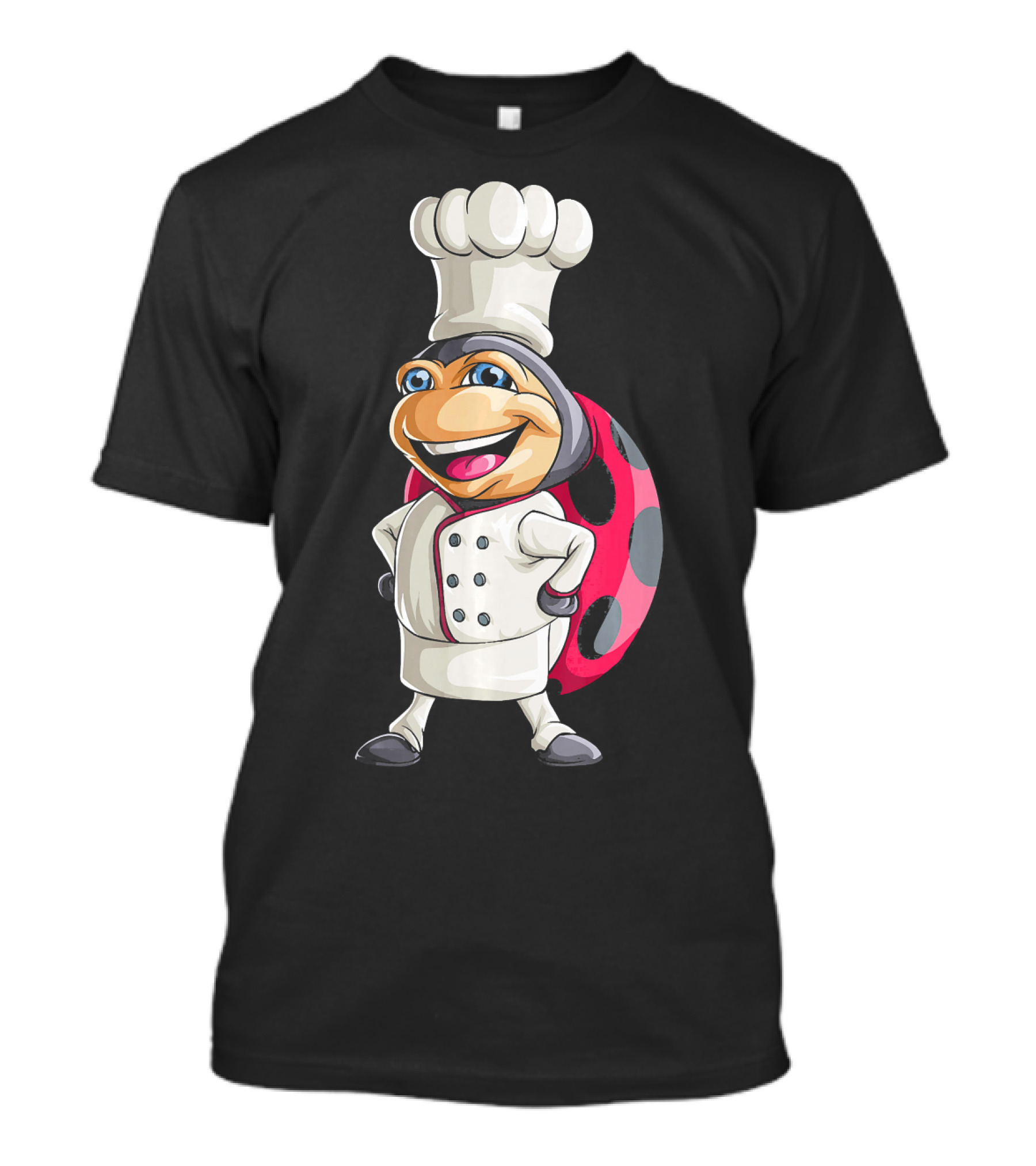 Ladybug Chef Cartoon Character With Polka Dot Wings T-Shirt