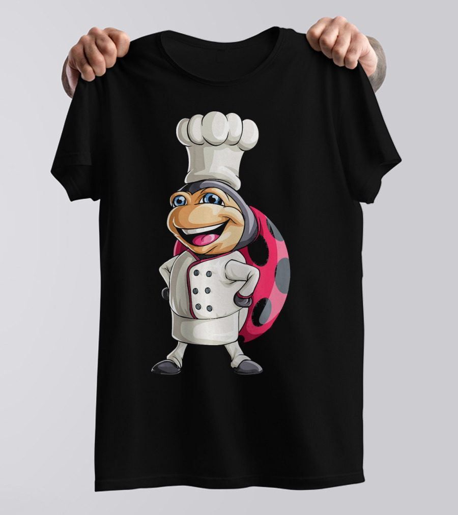 Ladybug Chef Cartoon Character With Polka Dot Wings T-Shirt
