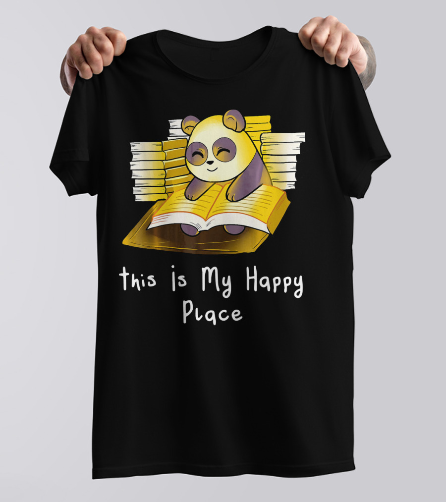 This Is My Happy Place Funny Panda Reading Books T-Shirt