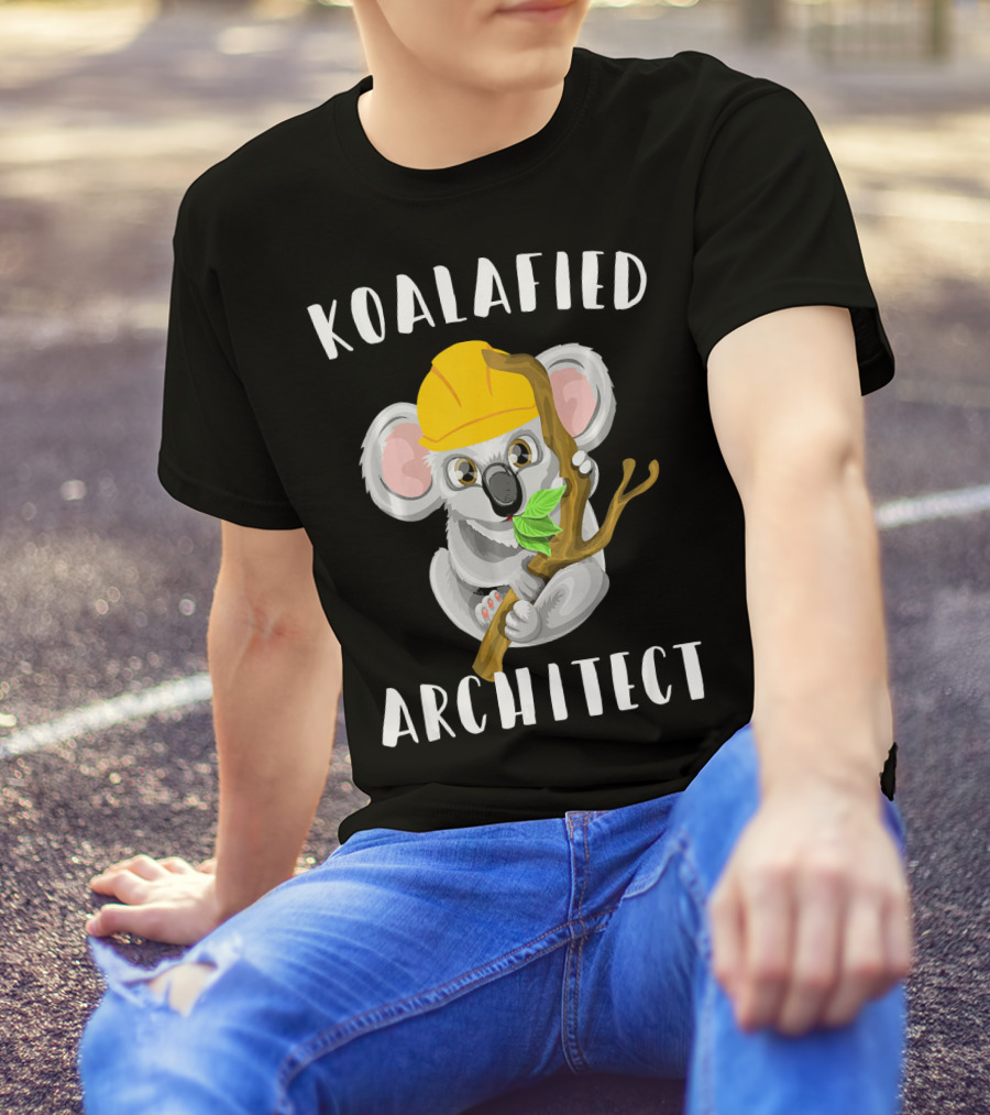 Koalafied Architect Koala Hard Hat Cartoon T-Shirt