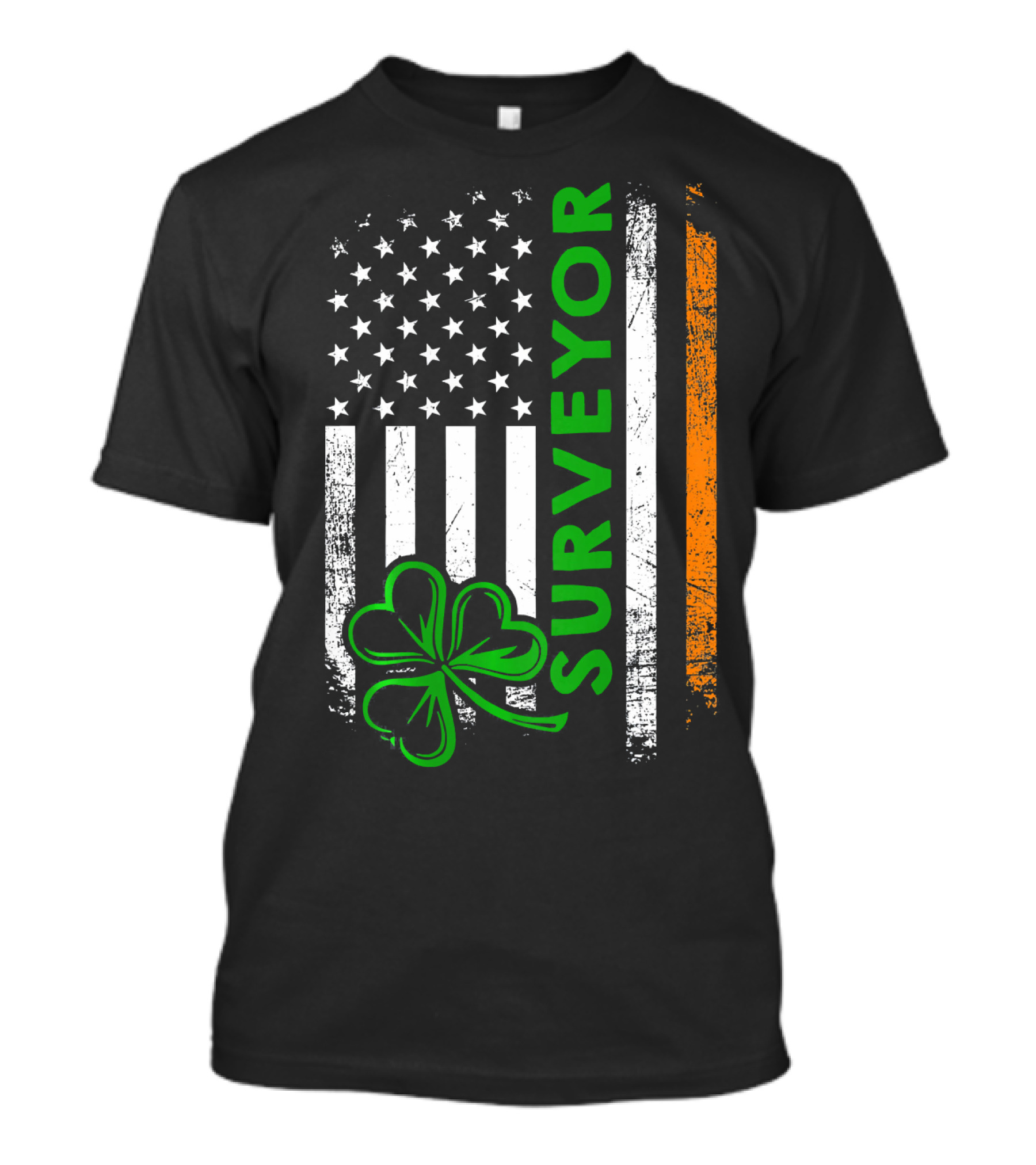 Irish Surveyor With American Flag And Shamrock T-Shirt