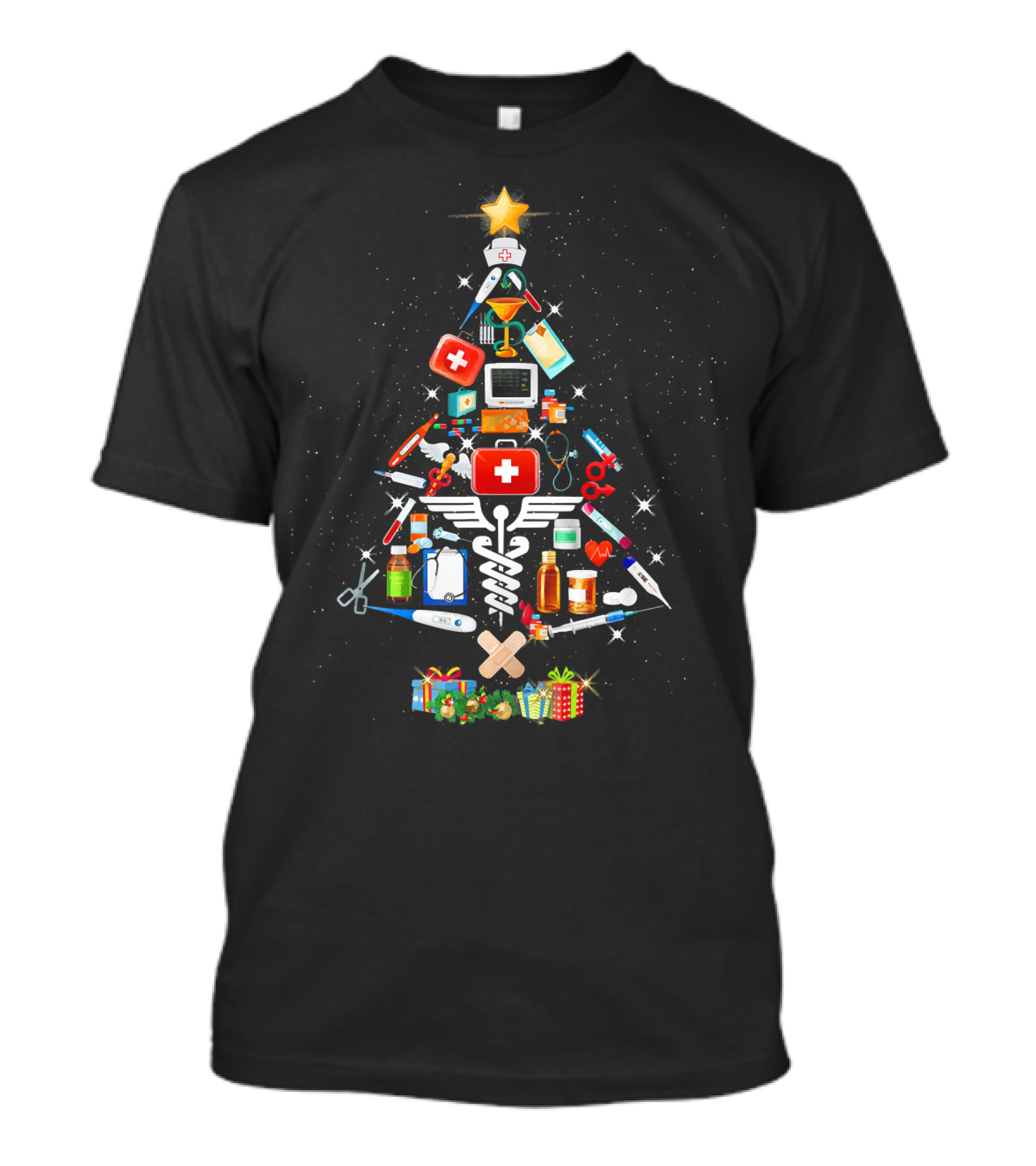 Medical Christmas Tree With Funny Nurse And Doctor Tools T-Shirt