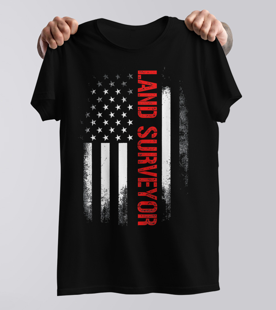 Land Surveyor American Flag Patriotic T-Shirt