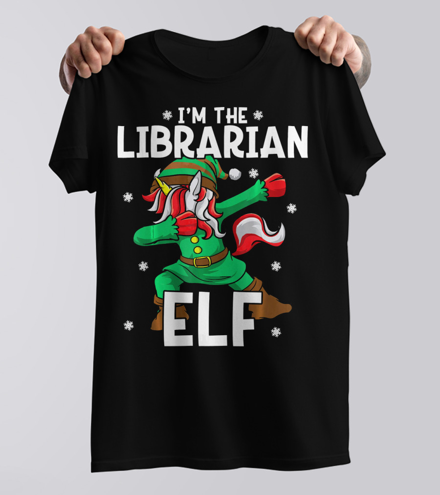 I'm The Librarian Elf With Green Suit And Festive Red And White Details T-Shirt