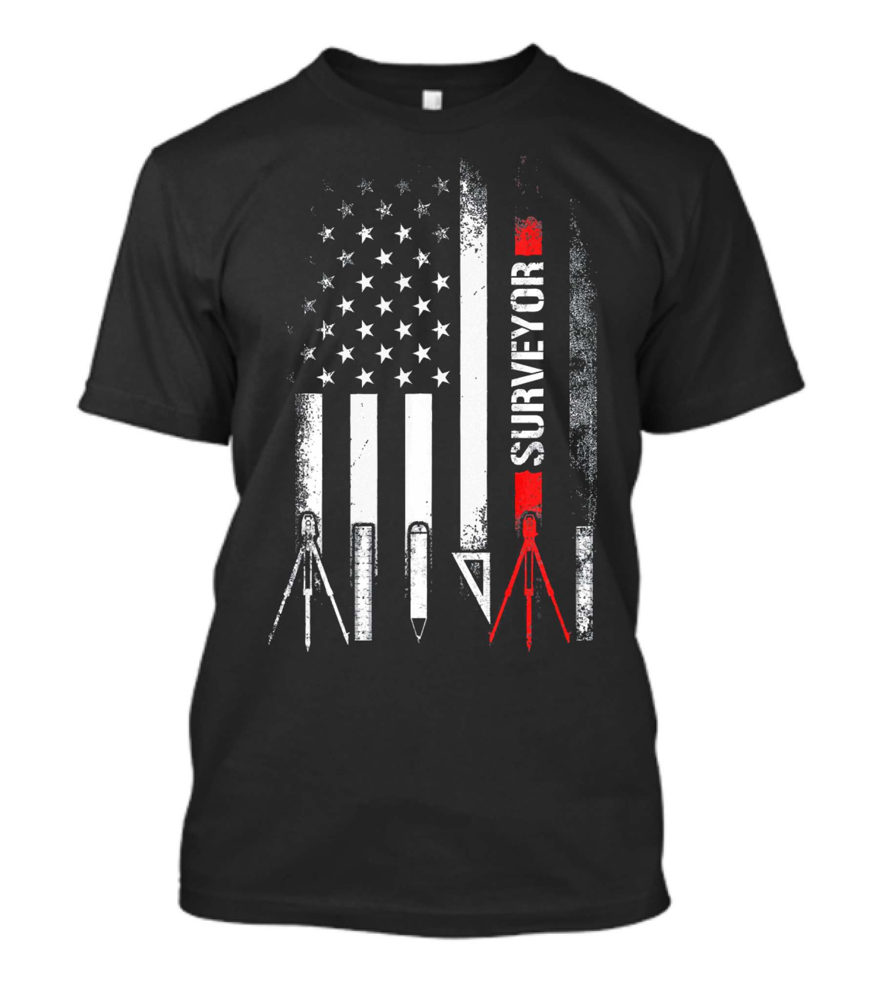 Land Surveying USA Flag Funny Surveyor American Pride T-Shirt