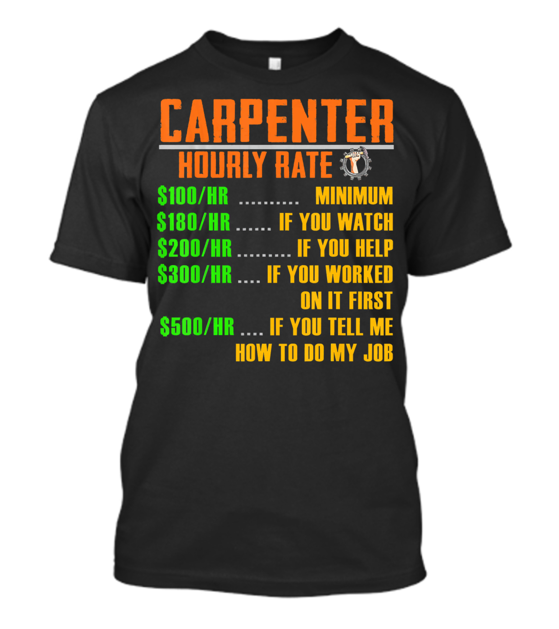Carpenter Hourly Rate Minimum Watch Help Worked Tell Me How To Do My Job T-Shirt