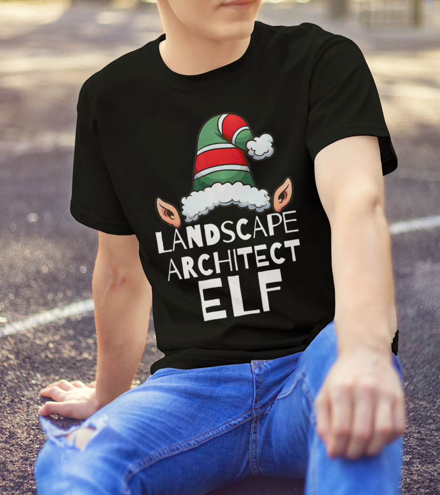 Elf Hat Landscape Architect Christmas T-Shirt