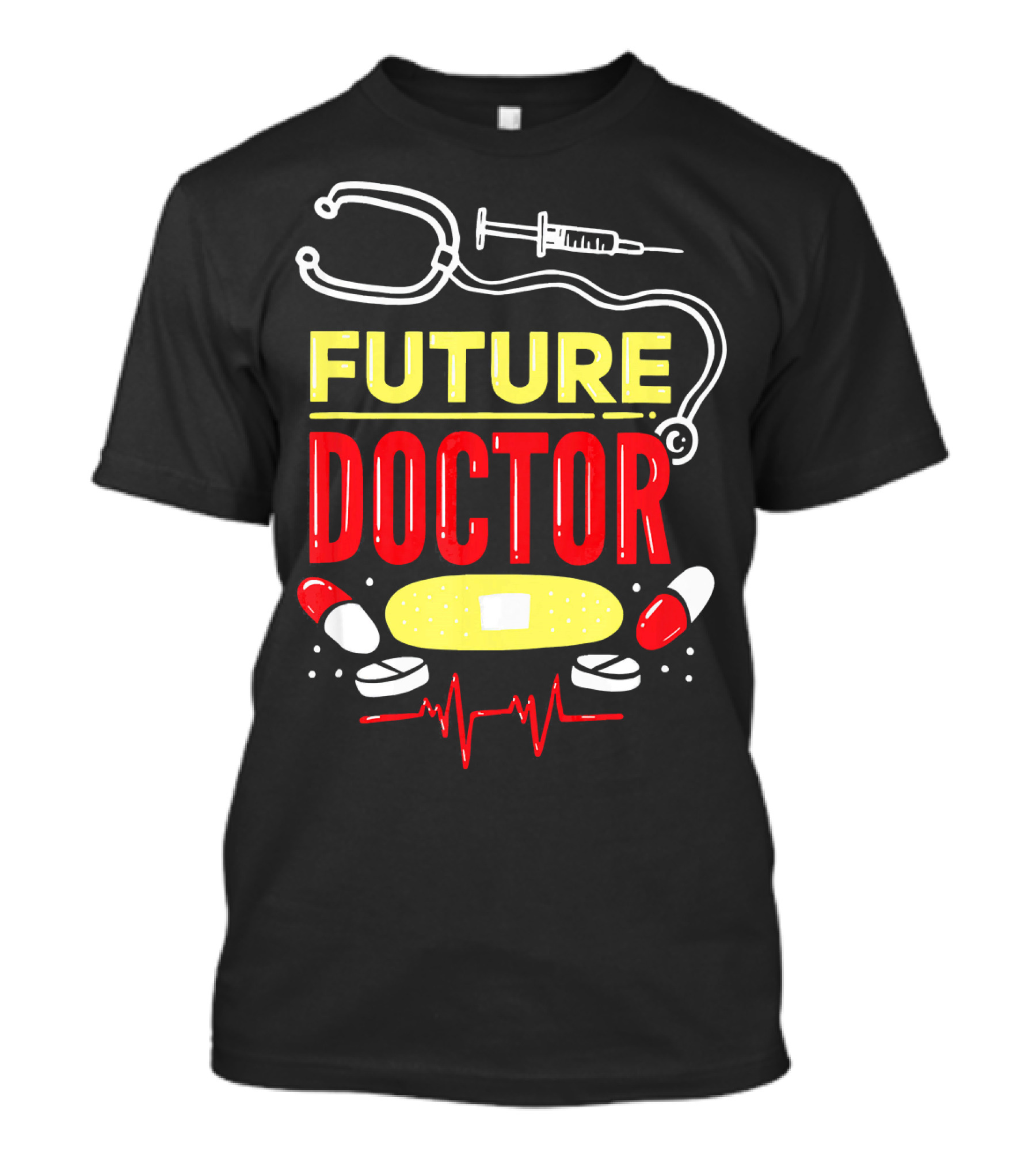 Future Doctor Stethoscope Syringe Bandage Pills EKG T-Shirt
