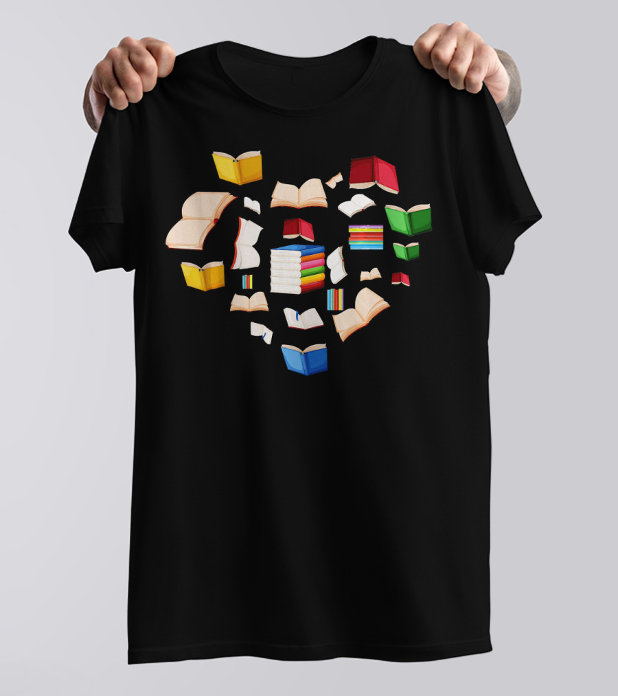 Heart Book Librarian Reading Lovers T-Shirt