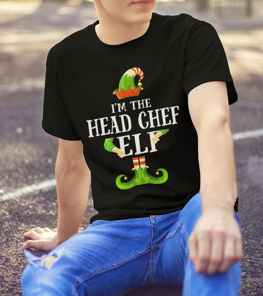 I'm The Head Chef Elf Christmas Green Hat And Shoes T-Shirt