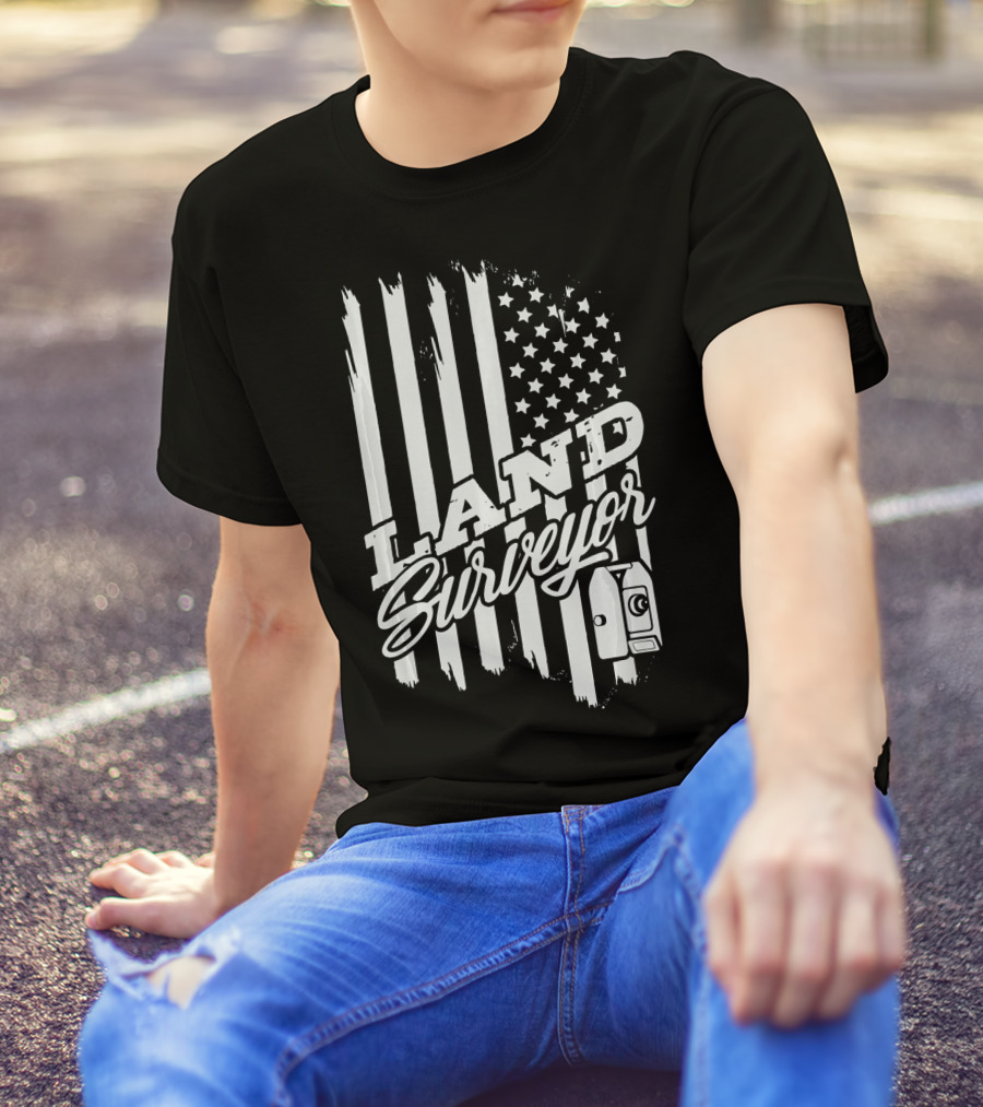 Land Surveyor US Flag American USA T-Shirt