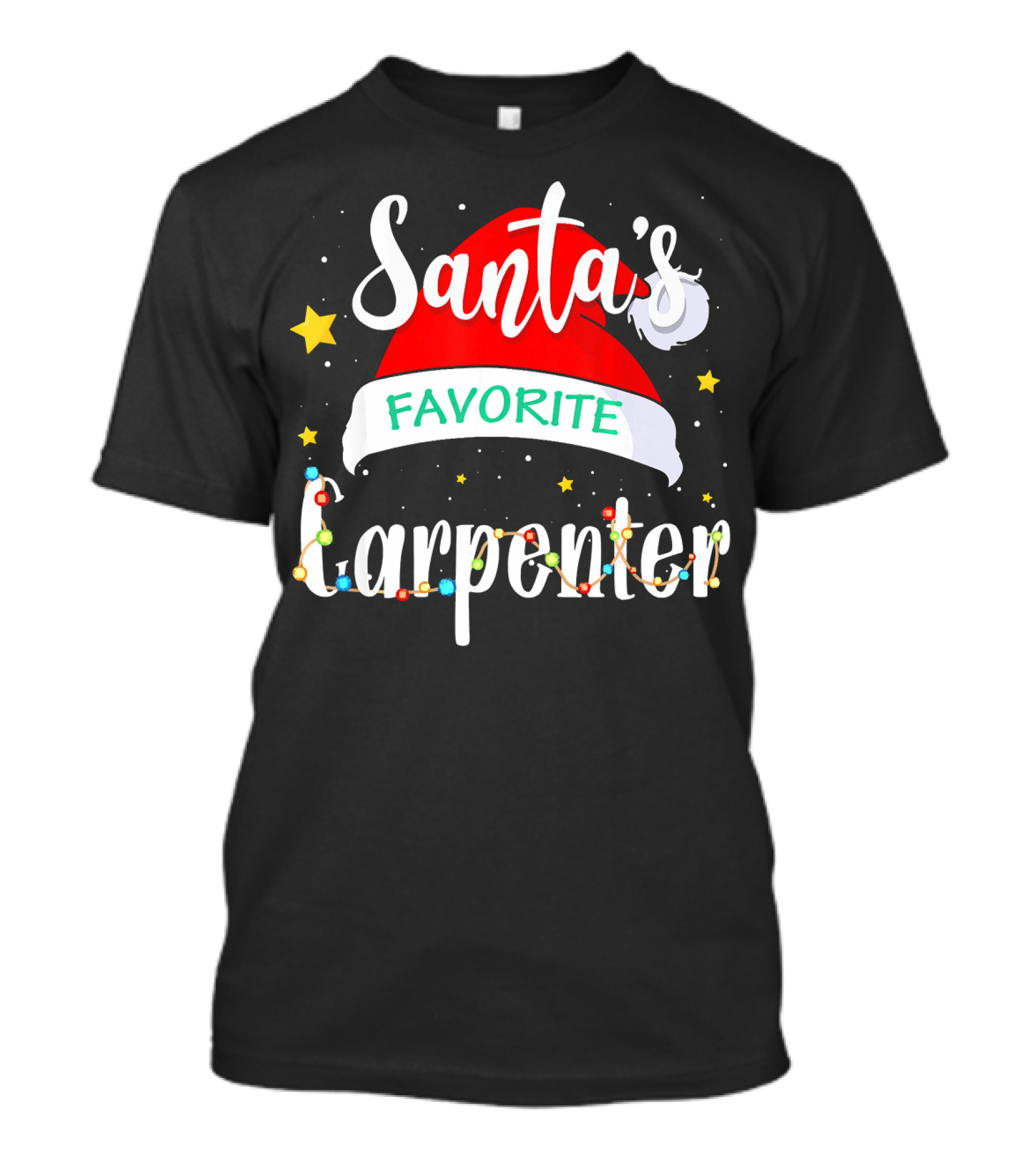 Santa's Favorite Carpenter Christmas Lights Holiday Humor T-Shirt