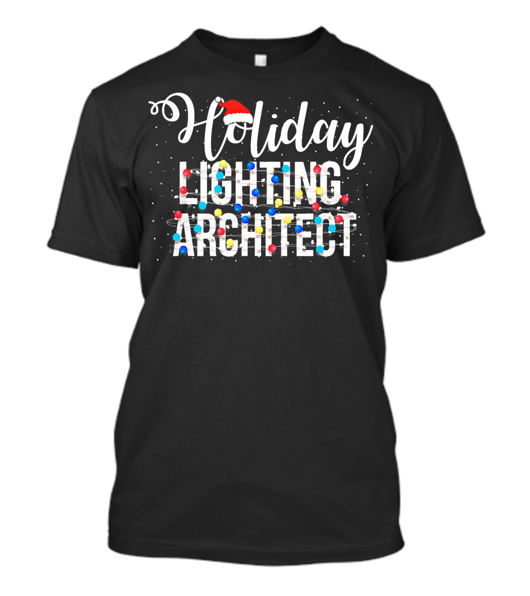 Holiday Lighting Architect Santa Hat Snow Dots Christmas Lights T-Shirt
